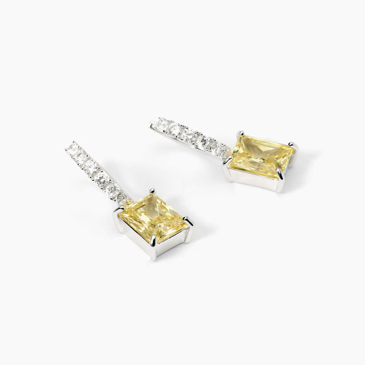 Mabina Orecchini a cerchio con zircone Lemon taglio princess DESIDERIO INFINITO