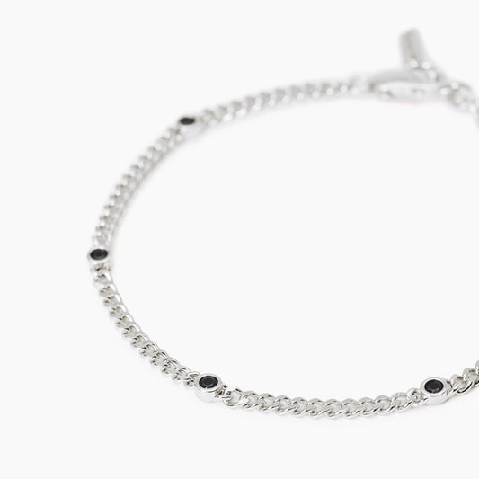 Mabina Bracciale da uomo con catena groumette e zirconi neri Spotlight
