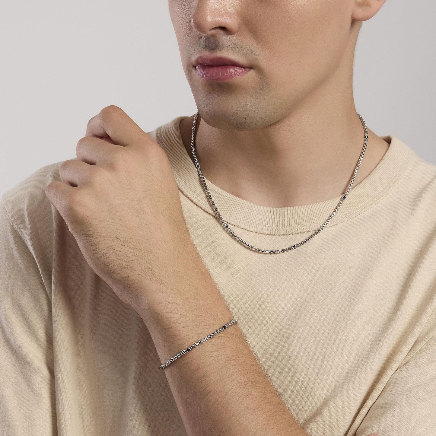 Mabina Uomo Collana con zirconi neri People