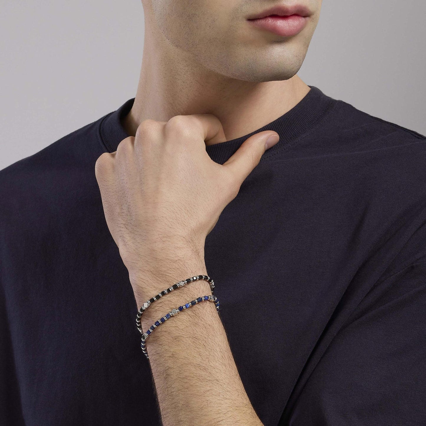Mabina Bracciale da uomo in argento con sodalite blu California