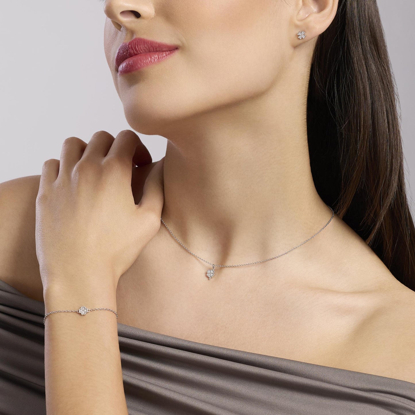 Mabina Bracciale con quadrifoglio in diamanti lab-grown My Diamond