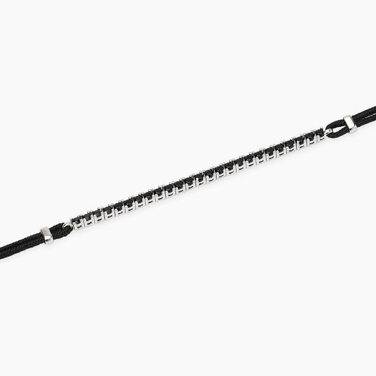 Mabina Bracciale con cordino e tennis di zirconi neri MIDNIGHT