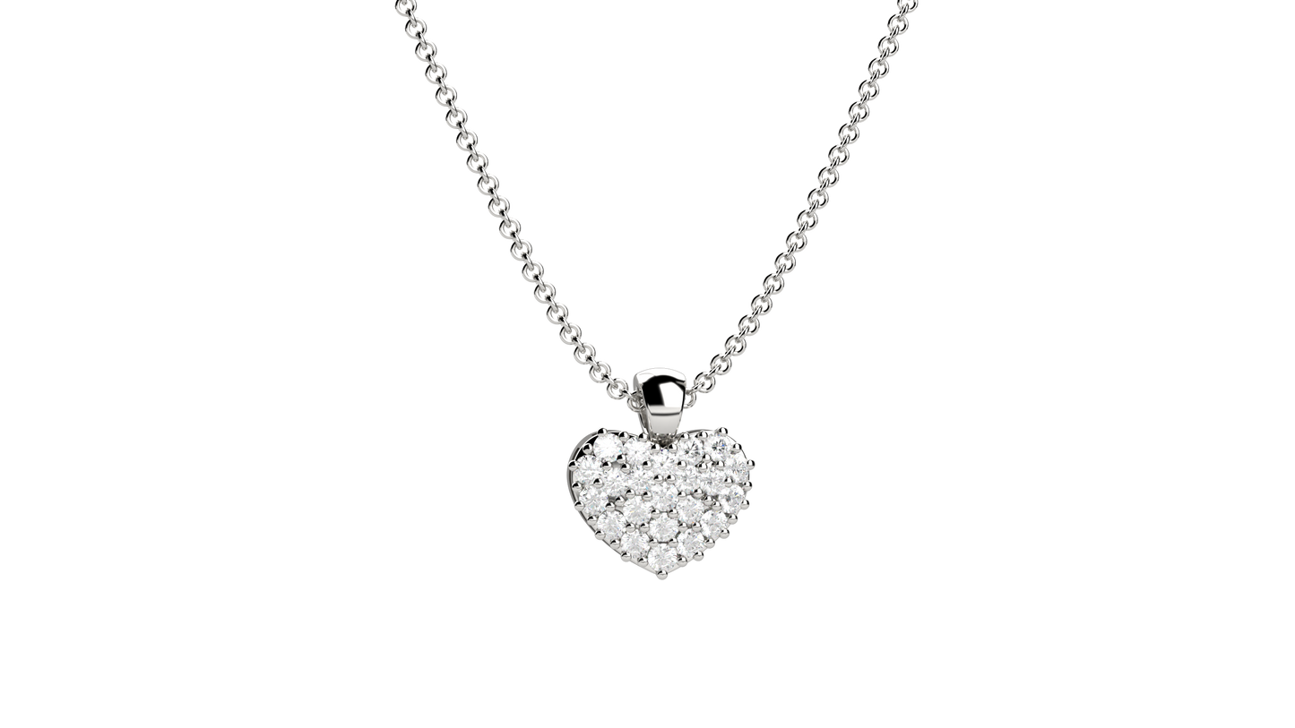 Collana cuore pavè in Oro 18KT e Diamanti Naturali