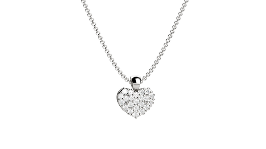 Collana cuore pavè in Oro 18KT e Diamanti Naturali