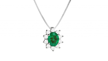 Collana in Oro 18KT con Smeraldo e Diamanti Naturali