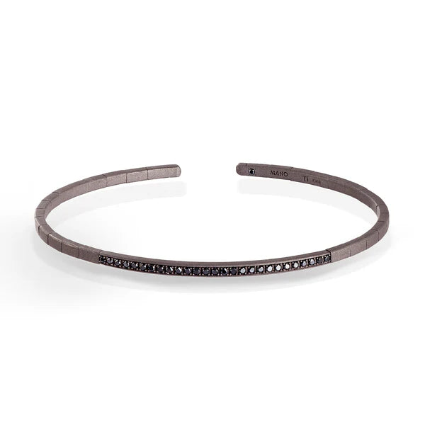 Mano| J BRACCIALE A MOLLA IN TITANIO E 27 DIAMANTI BLACK DA 1 PUNTO SPRBRT27BBR_15