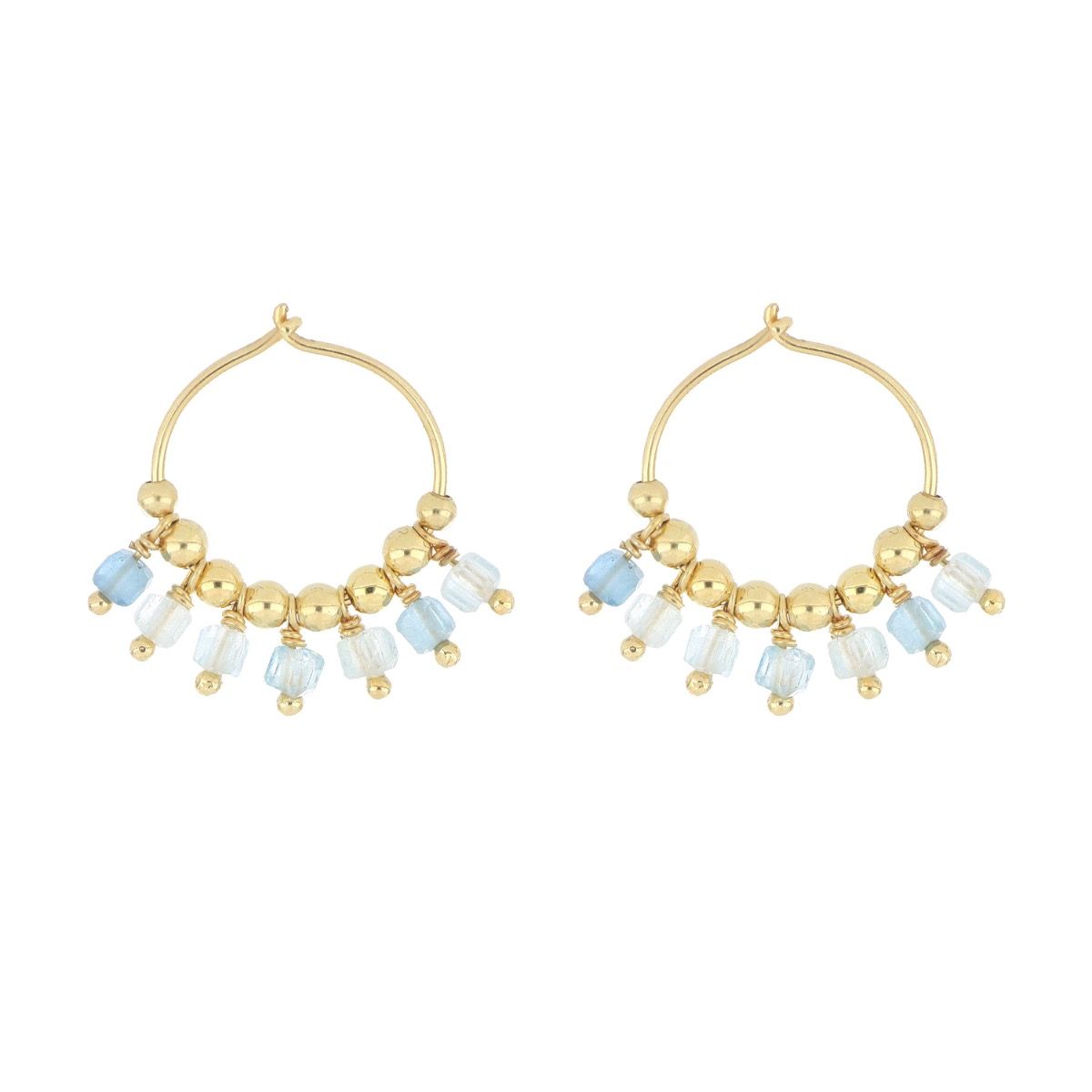 Maman Et Sophie COPPIA DI ORECCHINI CERCHIO ONDA AZZURRA