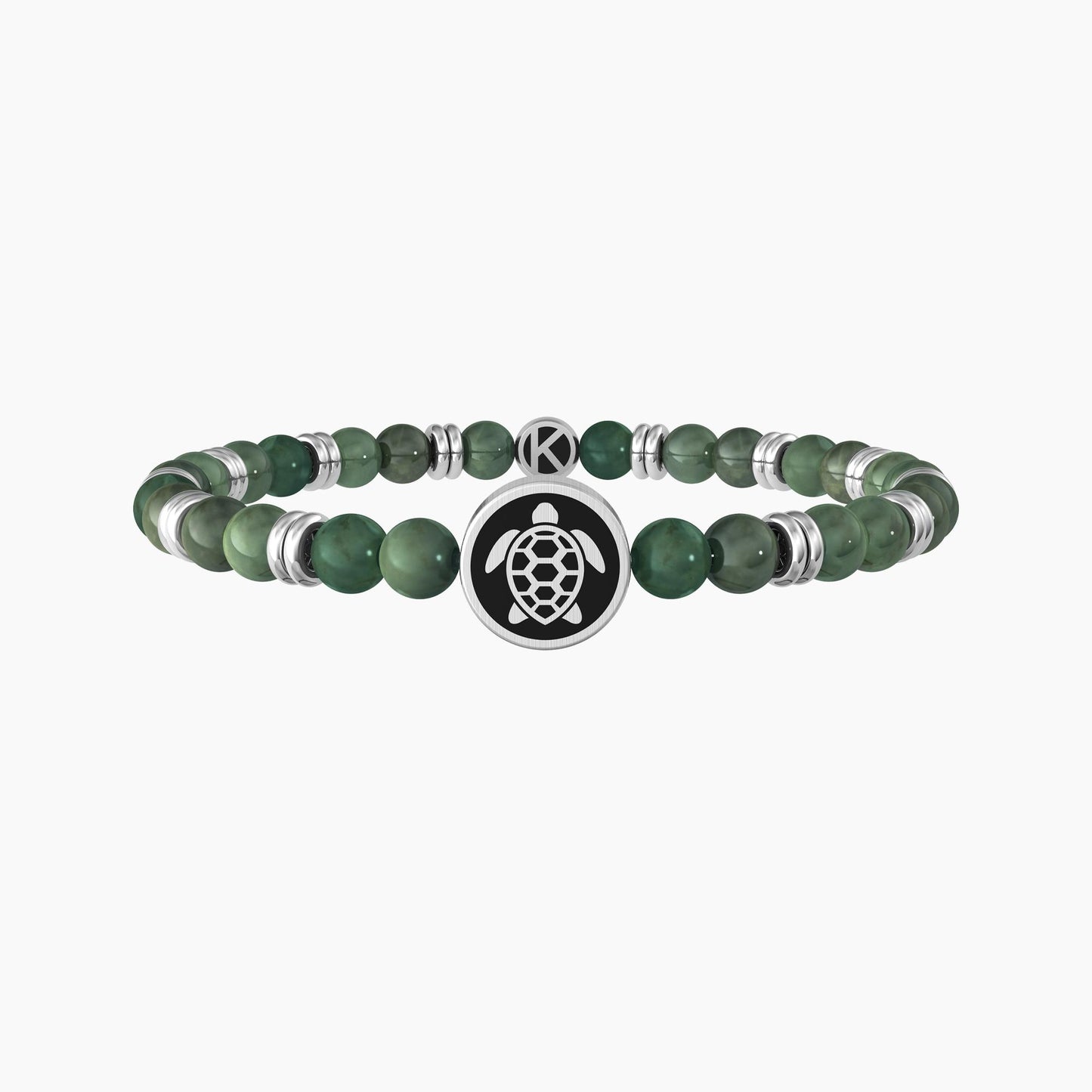 Kidult Bracciale Acciaio Uomo e Pietra Verde