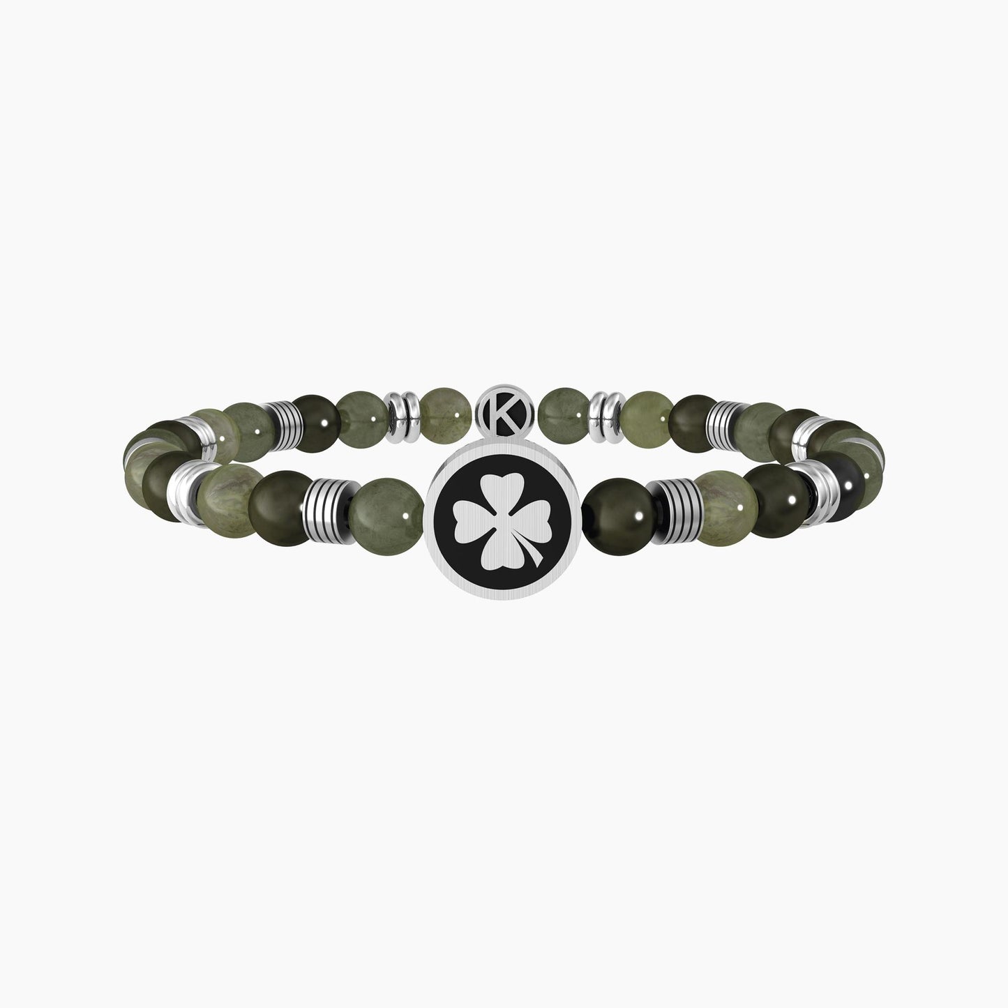 Kidult Bracciale Acciaio Uomo e Pietra Dura Verde