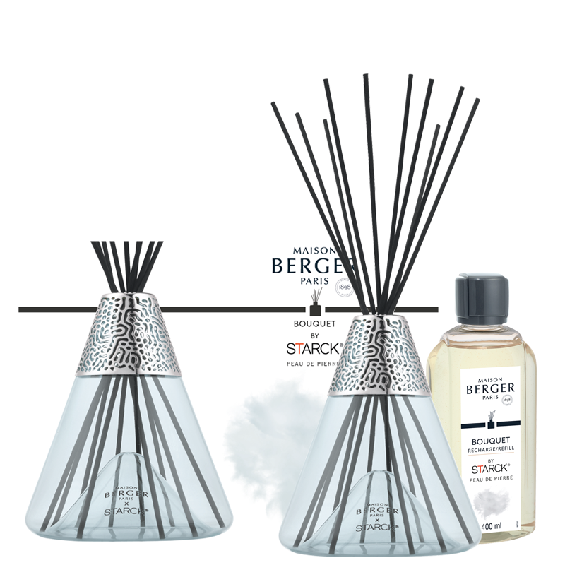 Maison Berger - Bouquet Profumato con bastoncini Collezione X STARCK 400 ml - Peau de Pierre - Grigia MB-006902