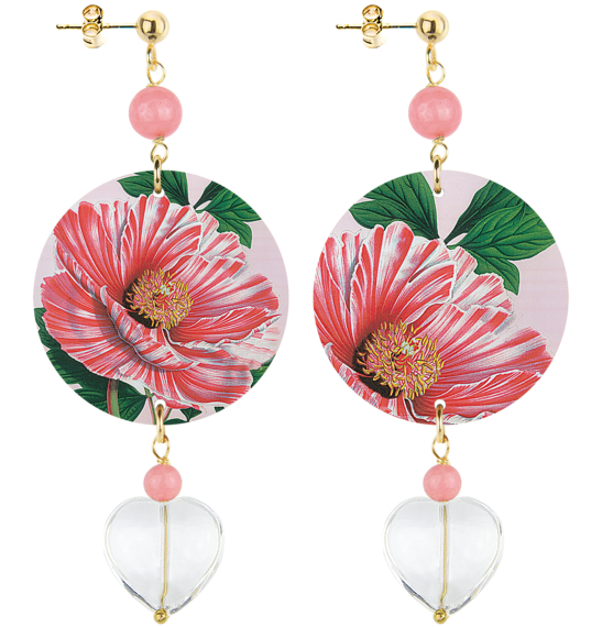 INLebole Orecchino Fiore Rosa Fondo Chiaro Piccolo