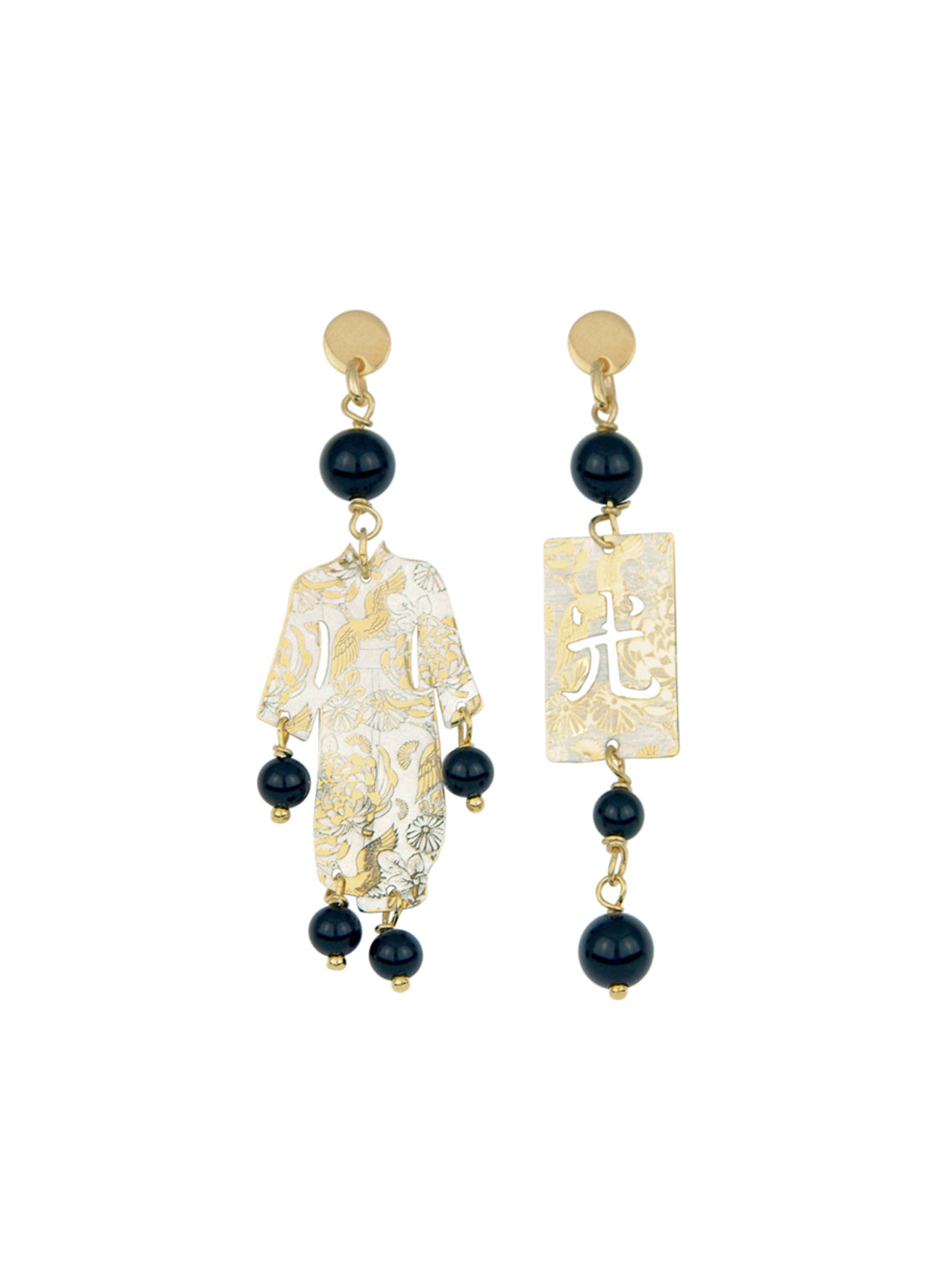 Lebole Orecchini Kimono Disegnati Mini Nero