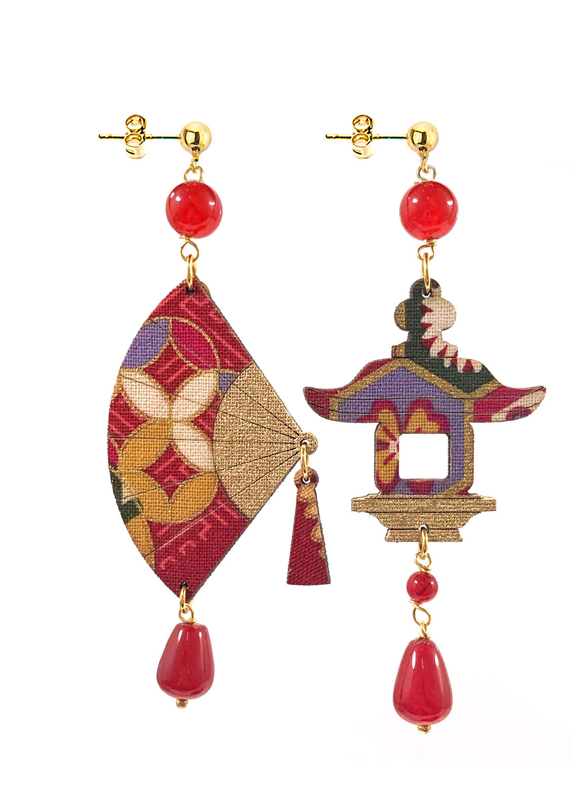 Lebole Orecchino Ventaglio Seta Rubino Piccolo