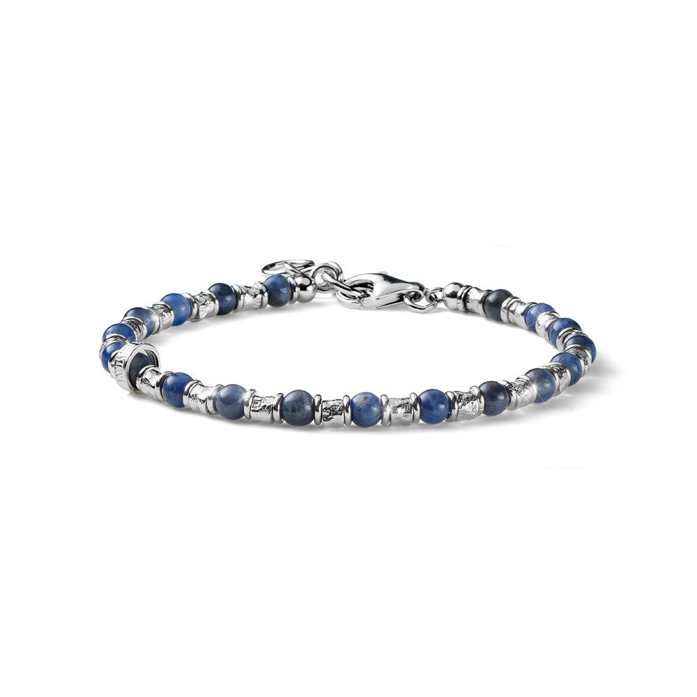 MARIA CRISTINA STERLING BRACCIALE UOMO COLLEZIONE SNAKE PEPITE ARGENTO E SODALITE