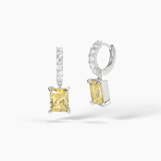 Mabina Orecchini a cerchio con zircone Lemon taglio princess DESIDERIO INFINITO