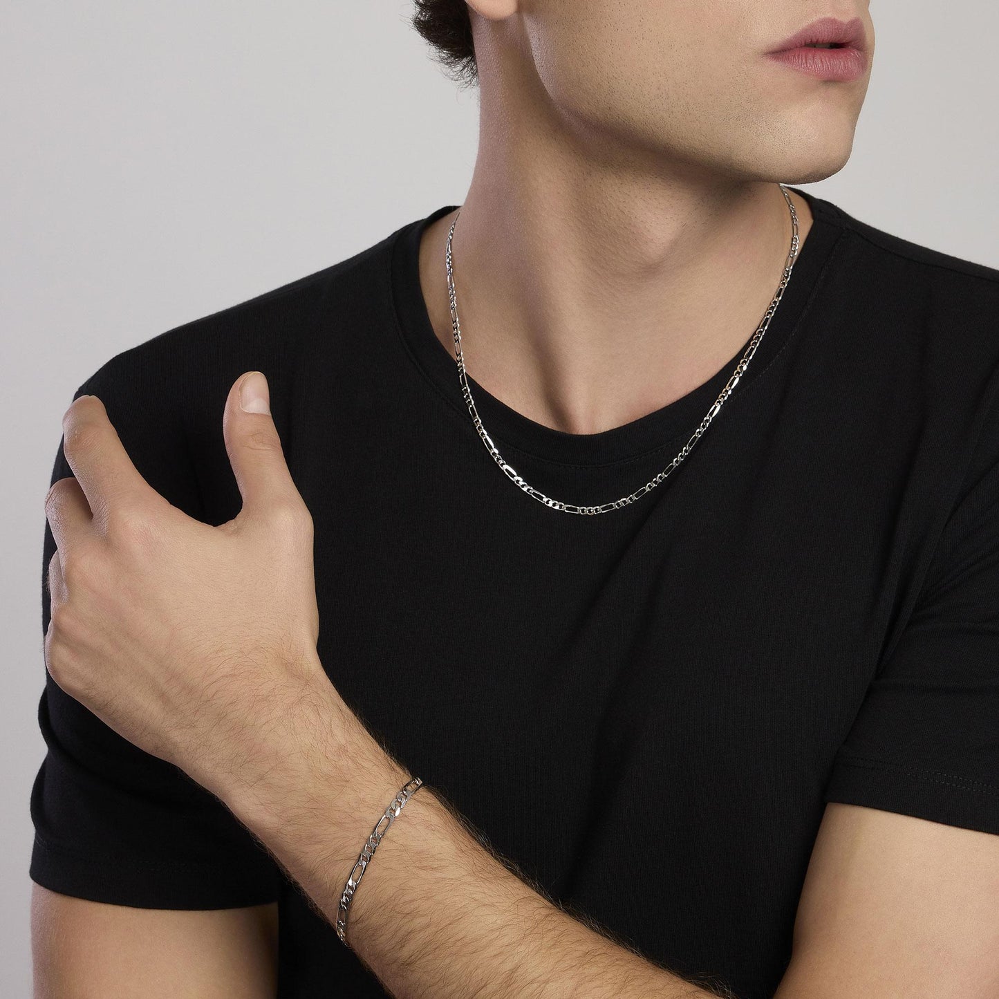 Mabina Bracciale da uomo in argento con catena figaro Millennium