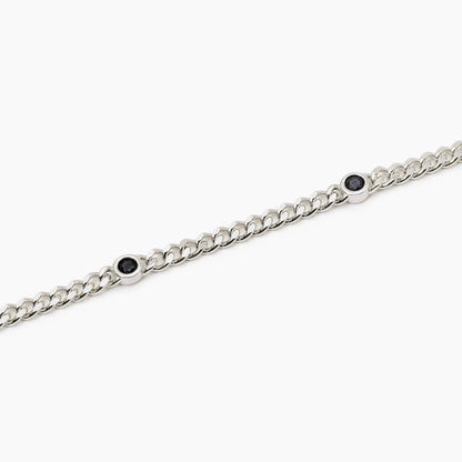 Mabina Bracciale da uomo con catena groumette e zirconi neri Spotlight
