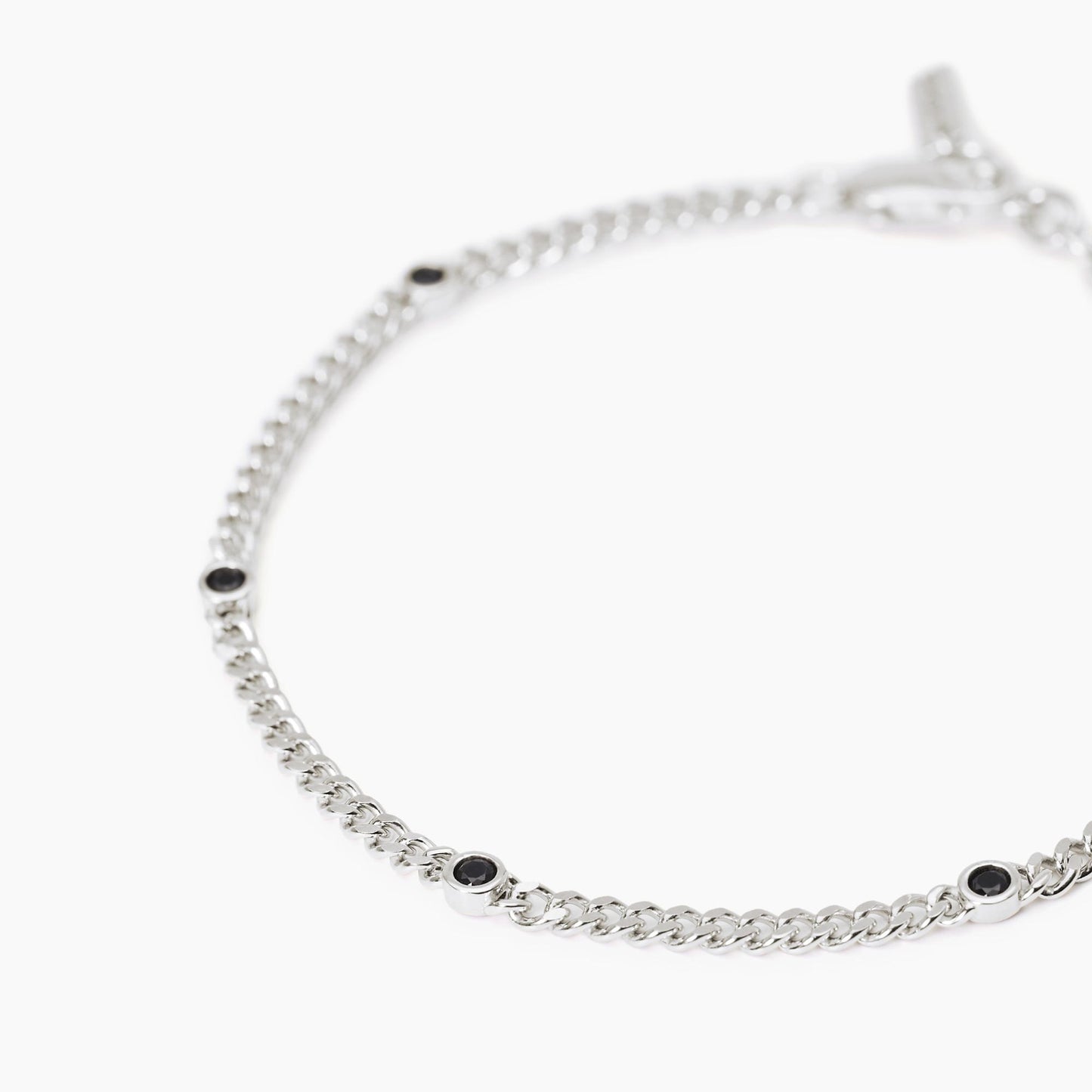 Mabina Bracciale da uomo con catena groumette e zirconi neri Spotlight