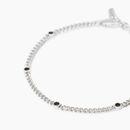 Mabina Bracciale da uomo con catena groumette e zirconi neri Spotlight