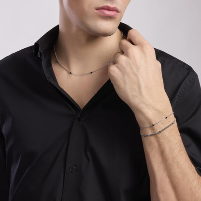 Mabina Bracciale da uomo con catena groumette e zirconi neri Spotlight