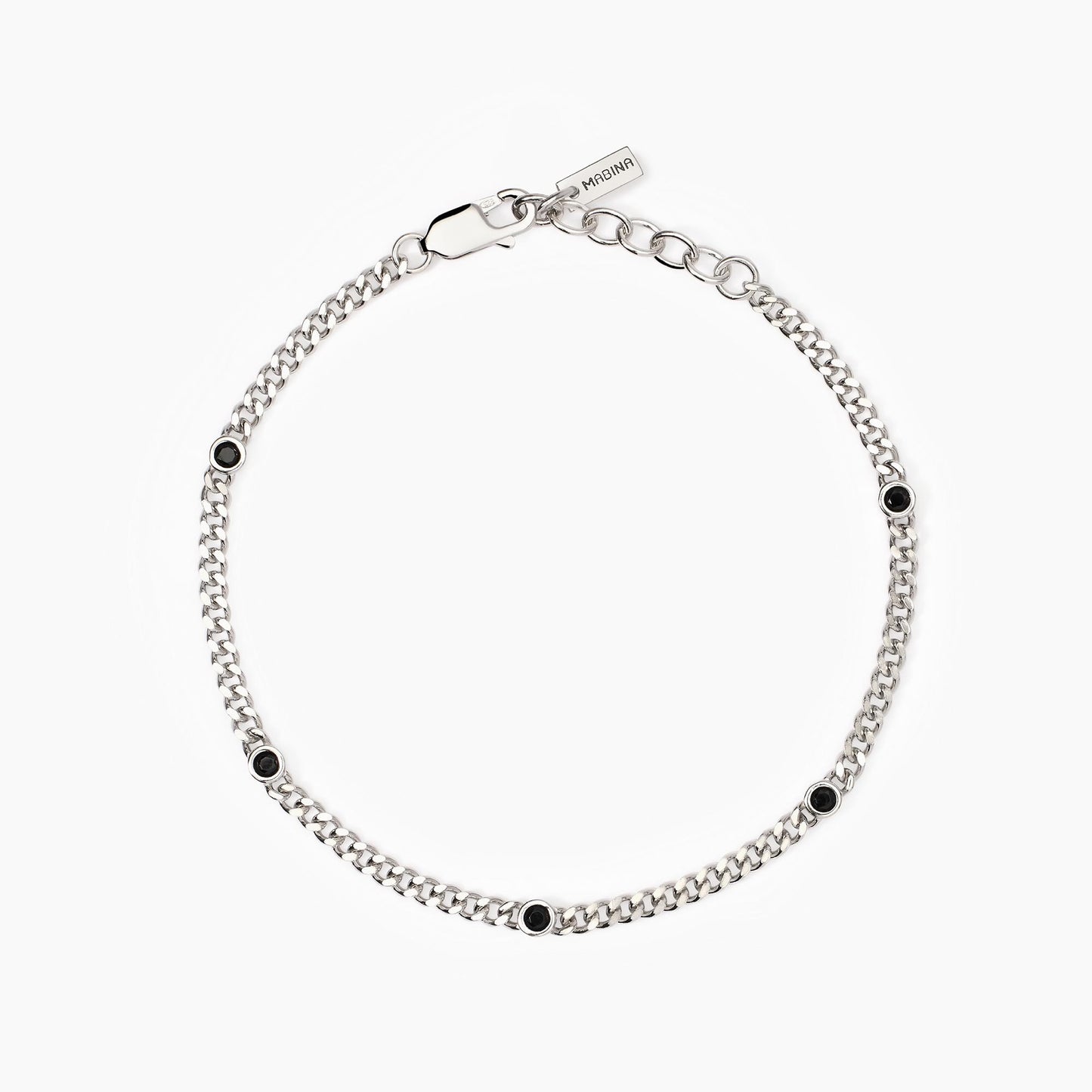 Mabina Bracciale da uomo con catena groumette e zirconi neri Spotlight