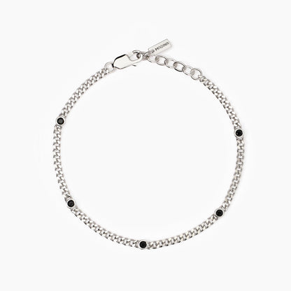 Mabina Bracciale da uomo con catena groumette e zirconi neri Spotlight