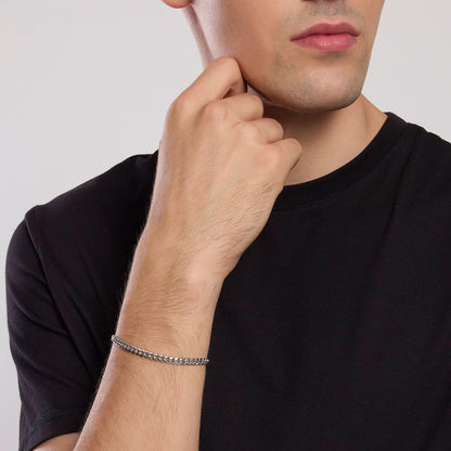 Mabina Bracciale da uomo con catena groumette diamantata Denim