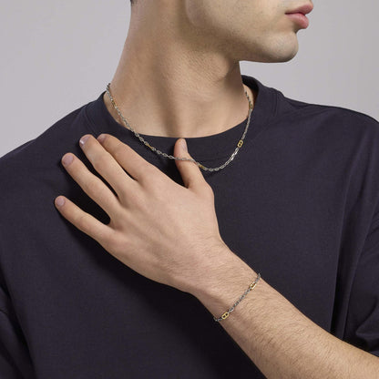 Mabina Bracciale da uomo in argento con elementi placcati oro Skipper