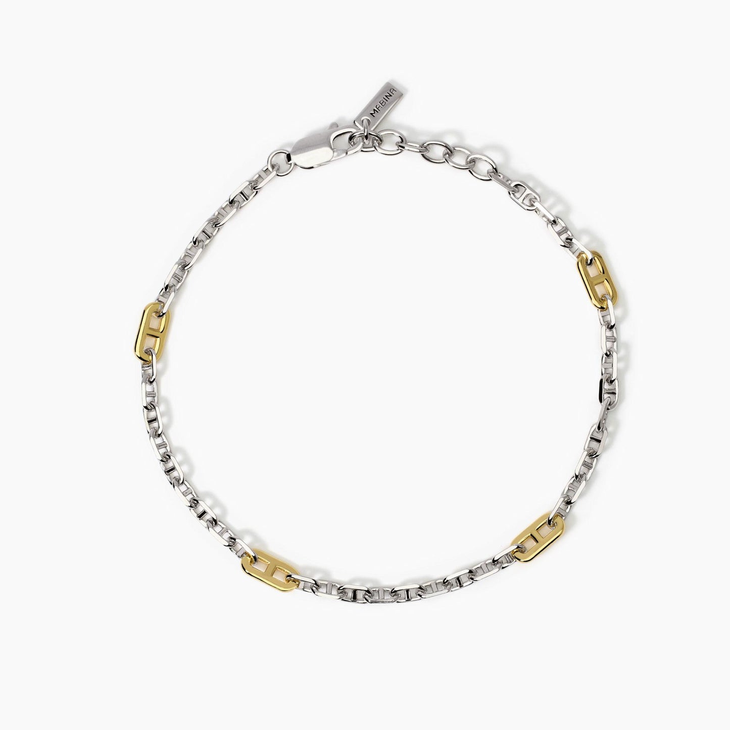 Mabina Bracciale da uomo in argento con elementi placcati oro Skipper