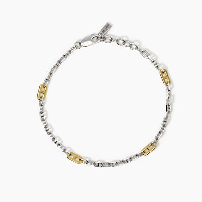 Mabina Bracciale da uomo in argento con elementi placcati oro Skipper