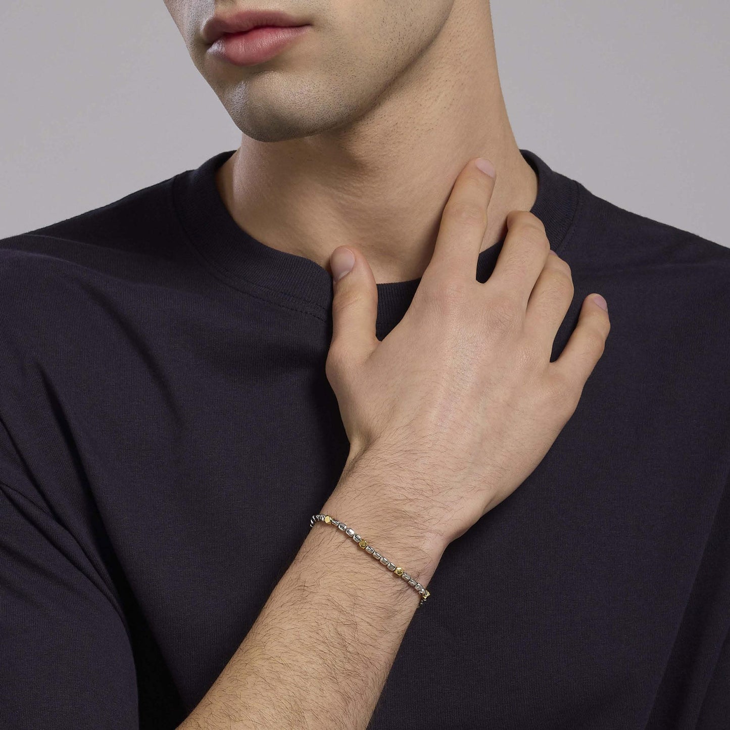 Mabina Bracciale da uomo in argento con elementi placcati oro California