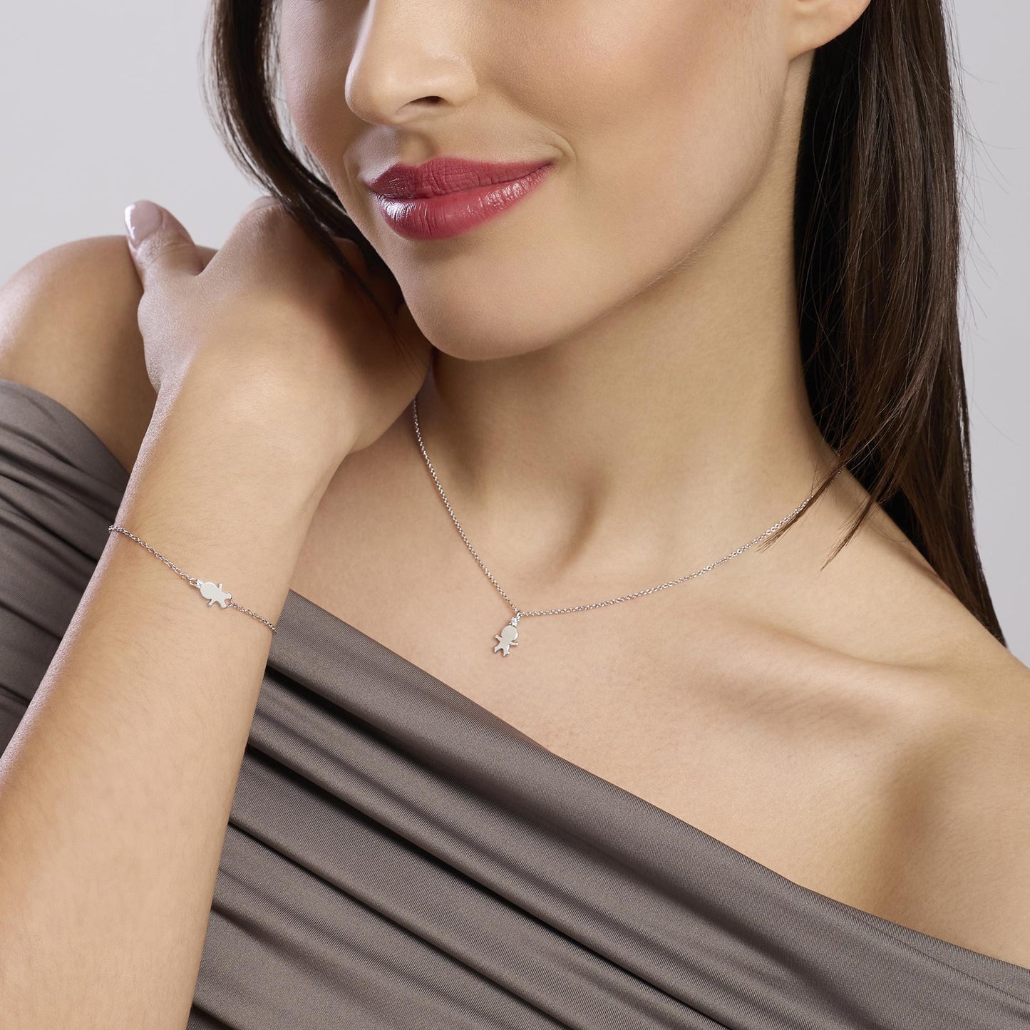 Mabina Bracciale con simbolo bimbo con diamante lab-grown My Diamond