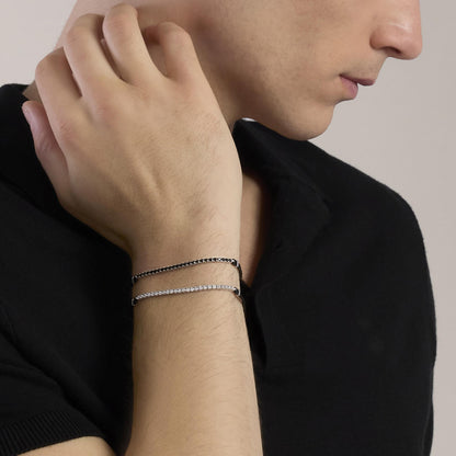 Mabina Bracciale con cordino e tennis di zirconi neri MIDNIGHT