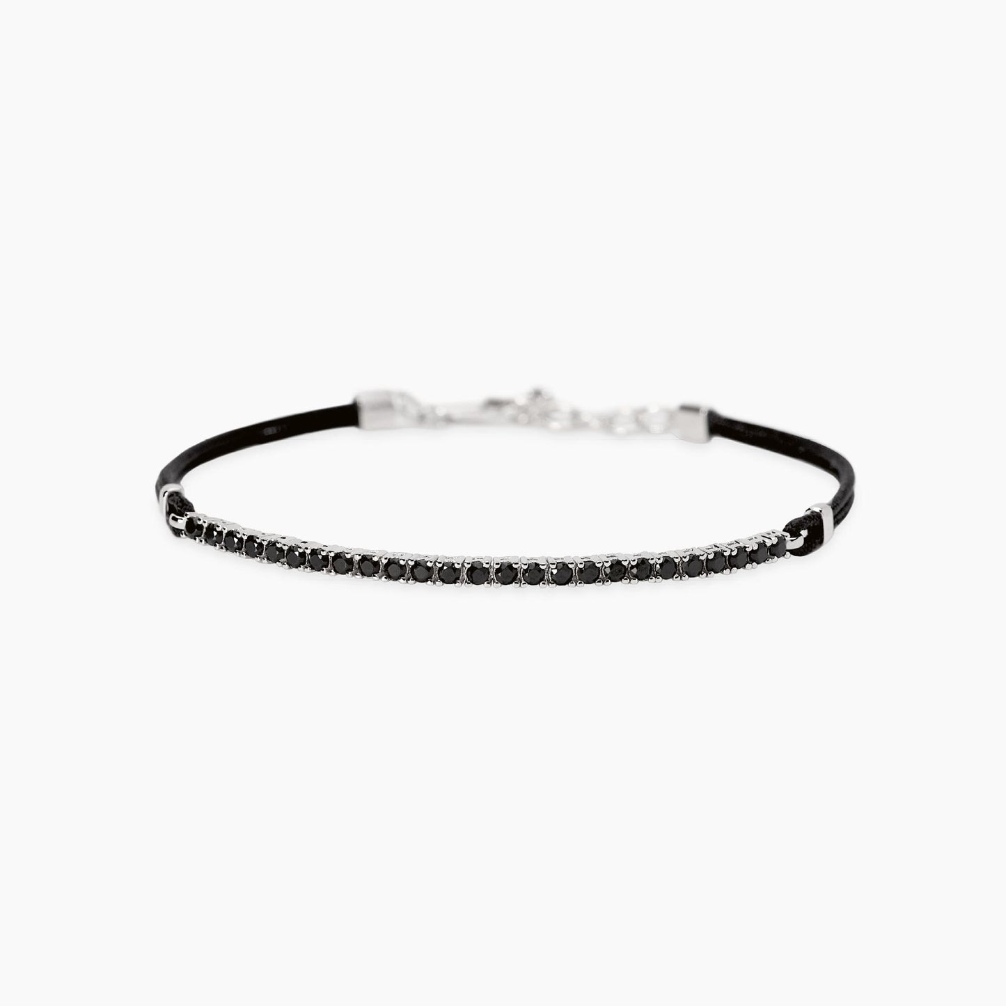 Mabina Bracciale con cordino e tennis di zirconi neri MIDNIGHT