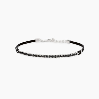 Mabina Bracciale con cordino e tennis di zirconi neri MIDNIGHT