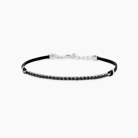 Mabina Bracciale con cordino e tennis di zirconi neri MIDNIGHT