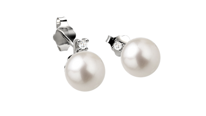 Orecchini Perle in Oro bianco 18KT e Diamanti Naturali
