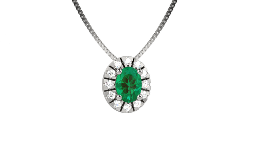 Collana in Oro 18KT con Smeraldo e Diamanti Naturali