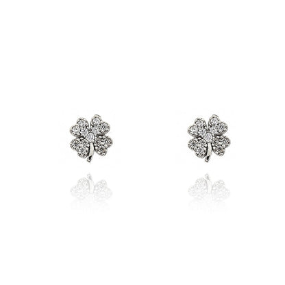Diamond Treats Orecchini Argento Donna Quadrifoglio Portafortuna, Piccoli Orecchini Quadrifoglio per Donna e Ragazza, Orecchini Donna Argento 925 con Pietre Zirconi Diamond Treats Orecchini Argento Donna Quadrifoglio Portafortuna, Piccoli Orecchini Quadrifoglio per Donna e Ragazza, Orecchini Donna Argento 925 con Pietre Zirconi