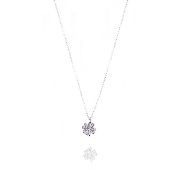 Collana Quadrifoglio Con Cristalli Zirconi - Placcata Oro, Gioiello Donna Elegante