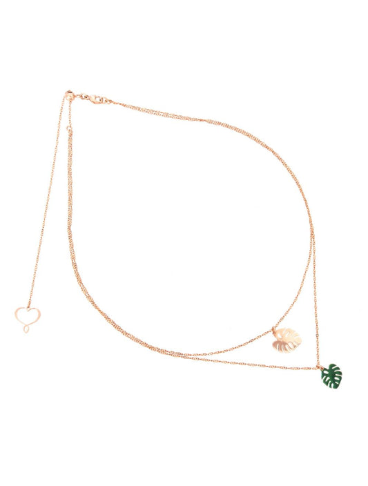 Maman Et Sophie COLLANA A DOPPIO GIROCOLLO CON DUE FOGLIE MONSTERA