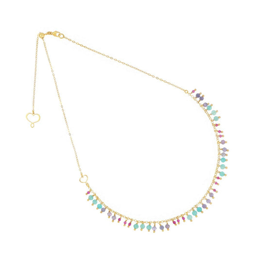 Maman et Sophie GIROCOLLO FRANGE AMAZZONITE TANZANITE E RUBELLITE PIENO