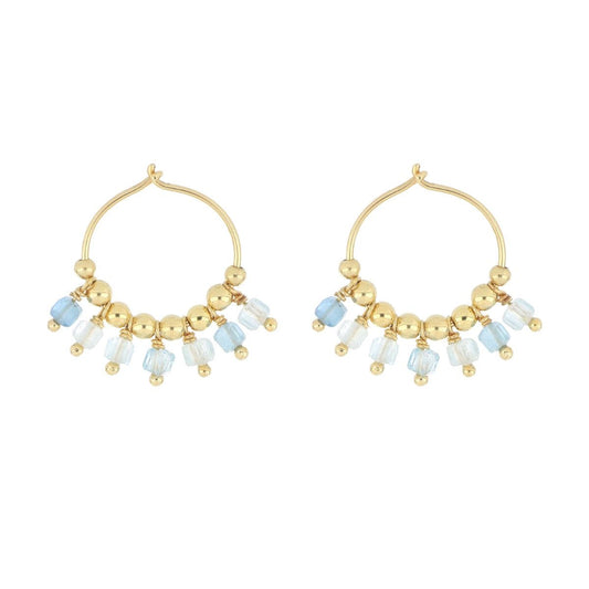 Maman Et Sophie COPPIA DI ORECCHINI CERCHIO ONDA AZZURRA