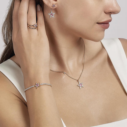 Mabina Anello Stella Rosato e Tormalina Sintetica STARLET