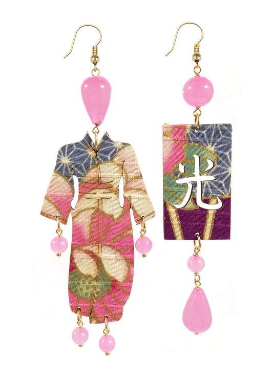 Lebole Orecchino Kimono Seta Grande Rosa Fluo