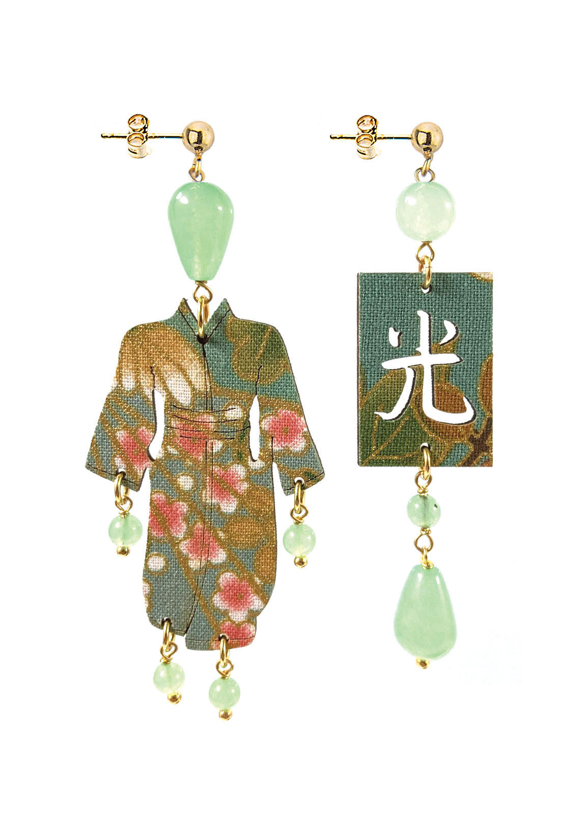 Lebole Orecchini Kimono Seta Grande Verde